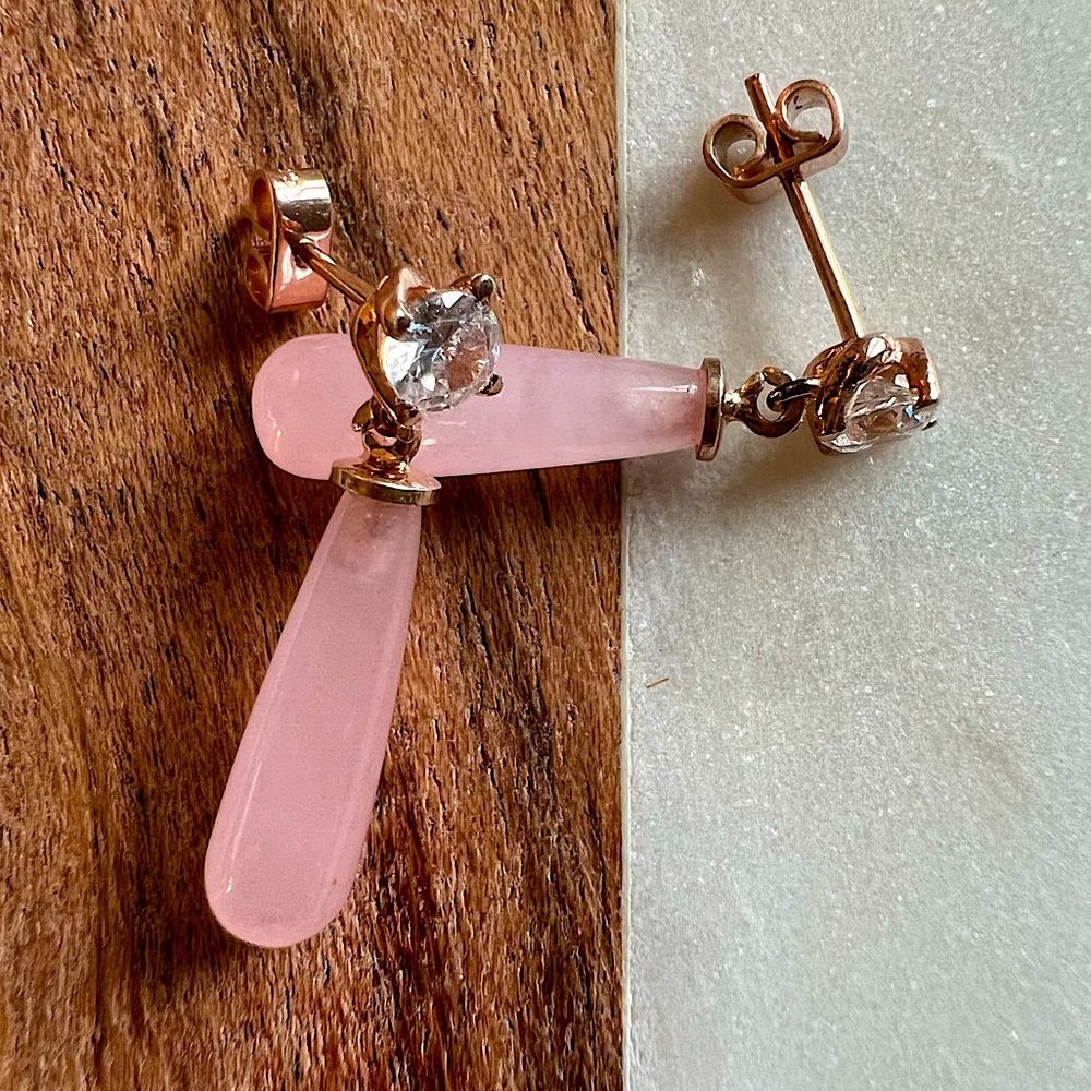 Pink natural gem 927 Sterling Silver Earrings